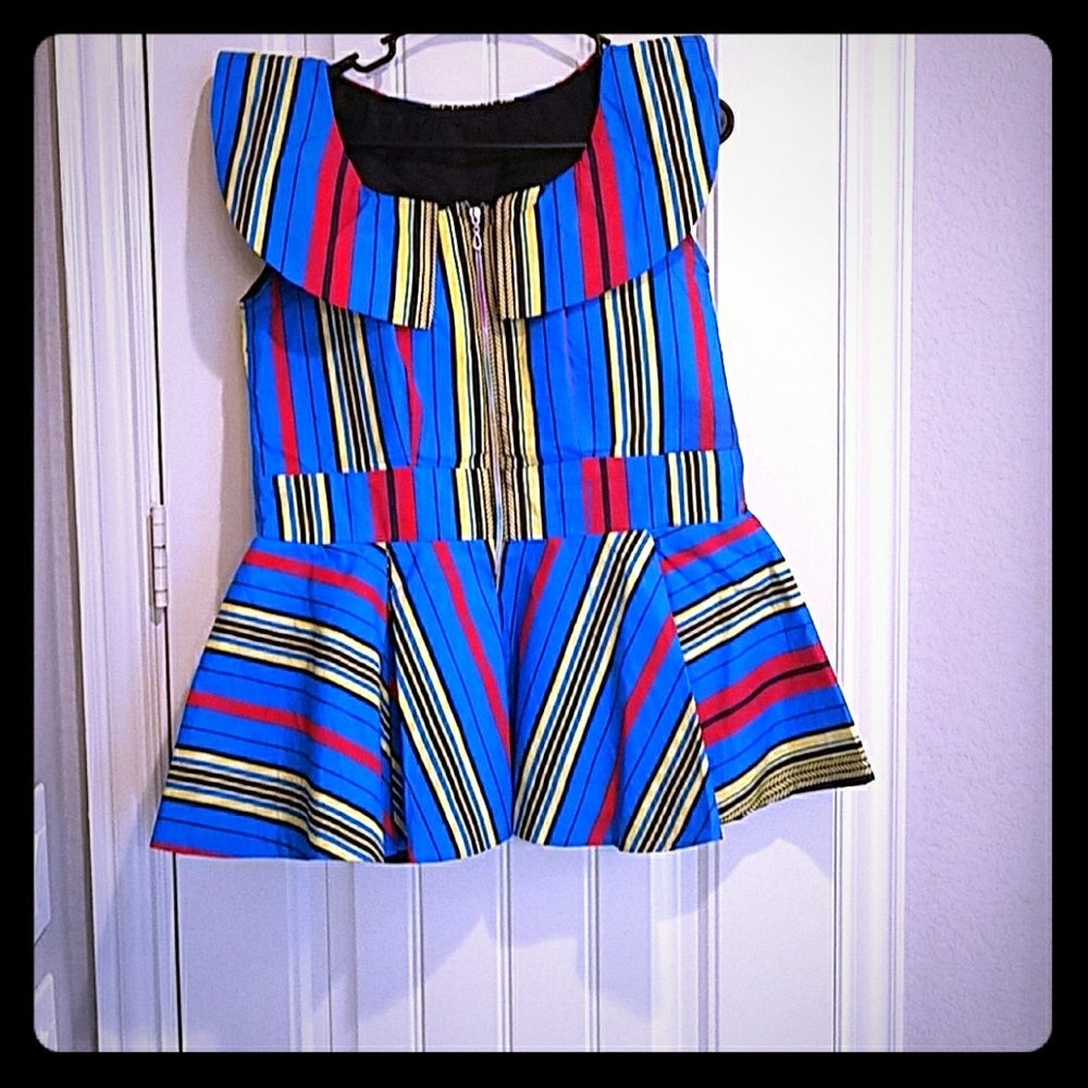 African print peplum blouse